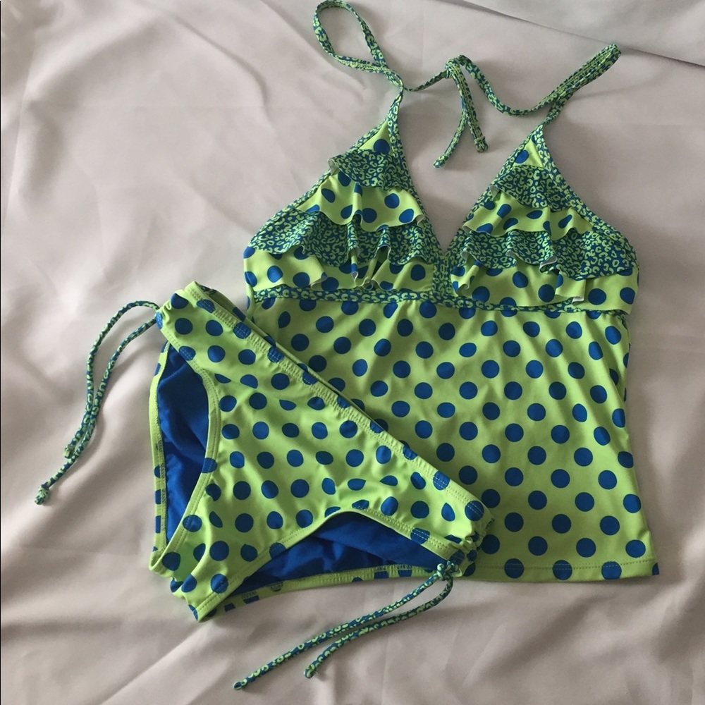 Justice Two Piece Polkadot Swimsuit Size 14